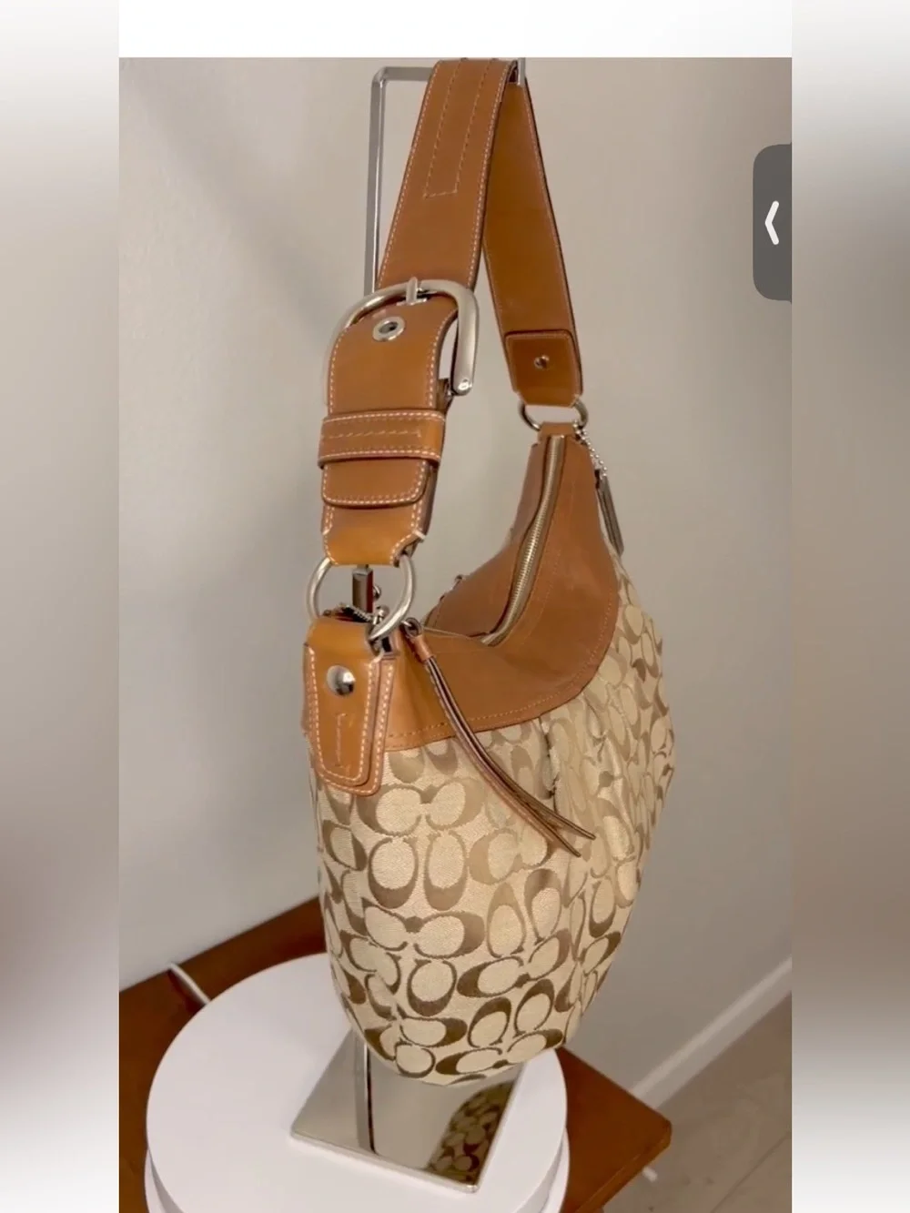 Coach SoHo Brown Leather and Signature Jacquard Shoulder Bag - Picture 12 of 14